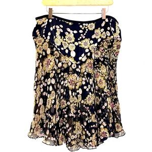 Diane Von Furstenberg Floral Drop Waist Silk Size L Skirt